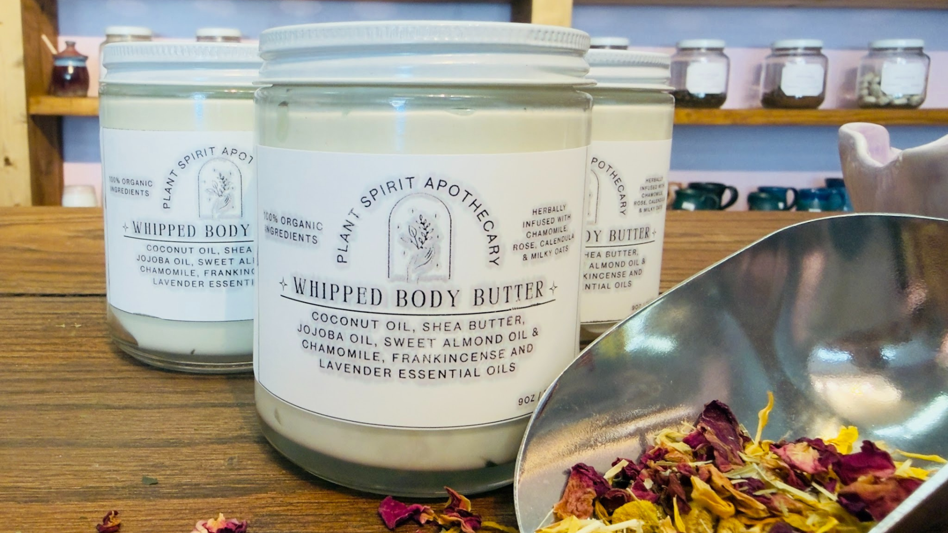 Herbally Infused Whipped Body Butter 9oz Glass Jar